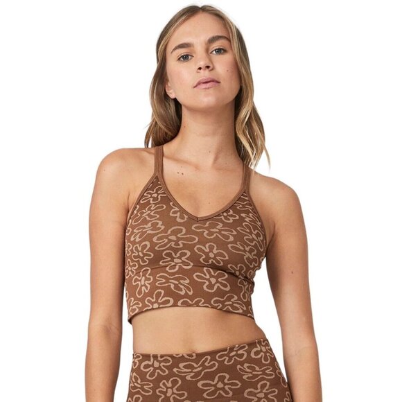 COTTON ON Womens Size M Seamless Floral Jacquard Athletic Crop Top NWT - Picture 1 of 6